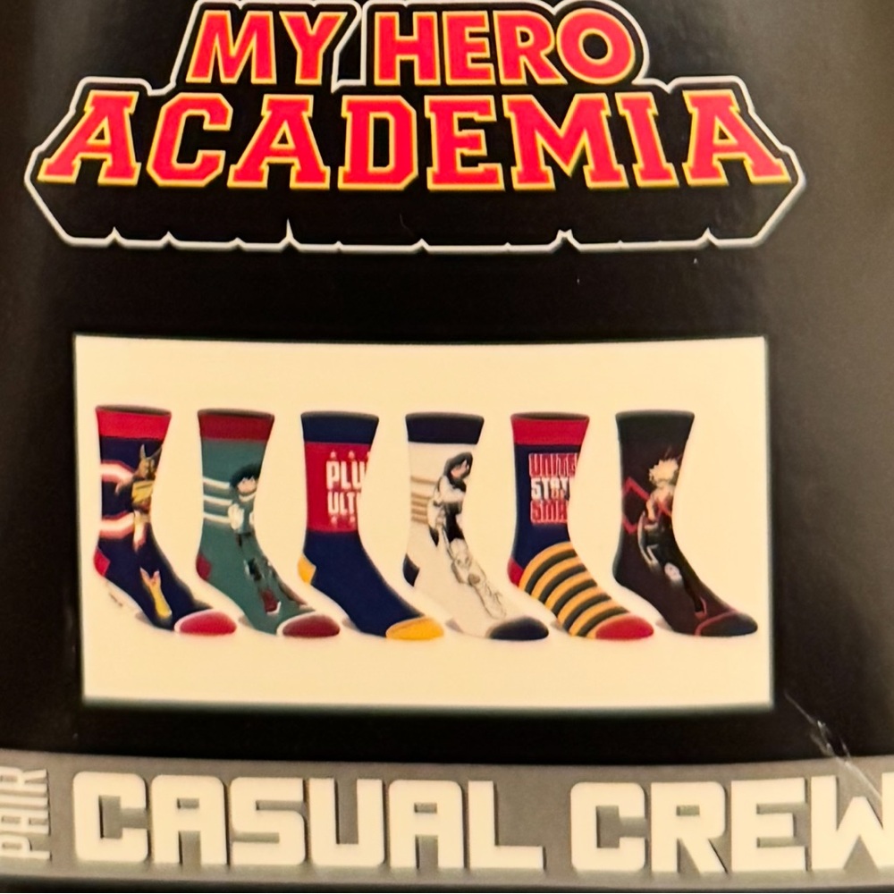 NEW My Hero Academia Anime 6-Pack Crew Socks 8-12